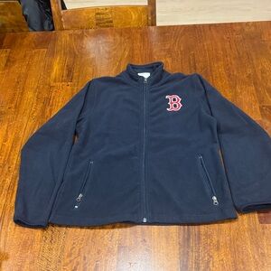 Boston Red Sox’s Navy Fleece Zip-Up Jacket with Red 'B' Logo Genuine Merchandise